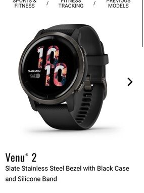 GARMIN Venu® 2 Slate Stainless Steel Bezel with Black Case and Silicone Band